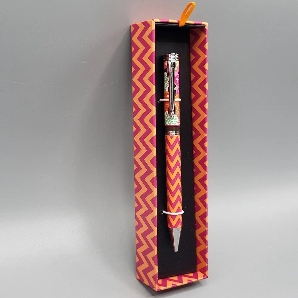 Vera Bradley Ballpoint Pen Ziggy Zinnia Floral Chevron Black Ink 11002-163 Pink